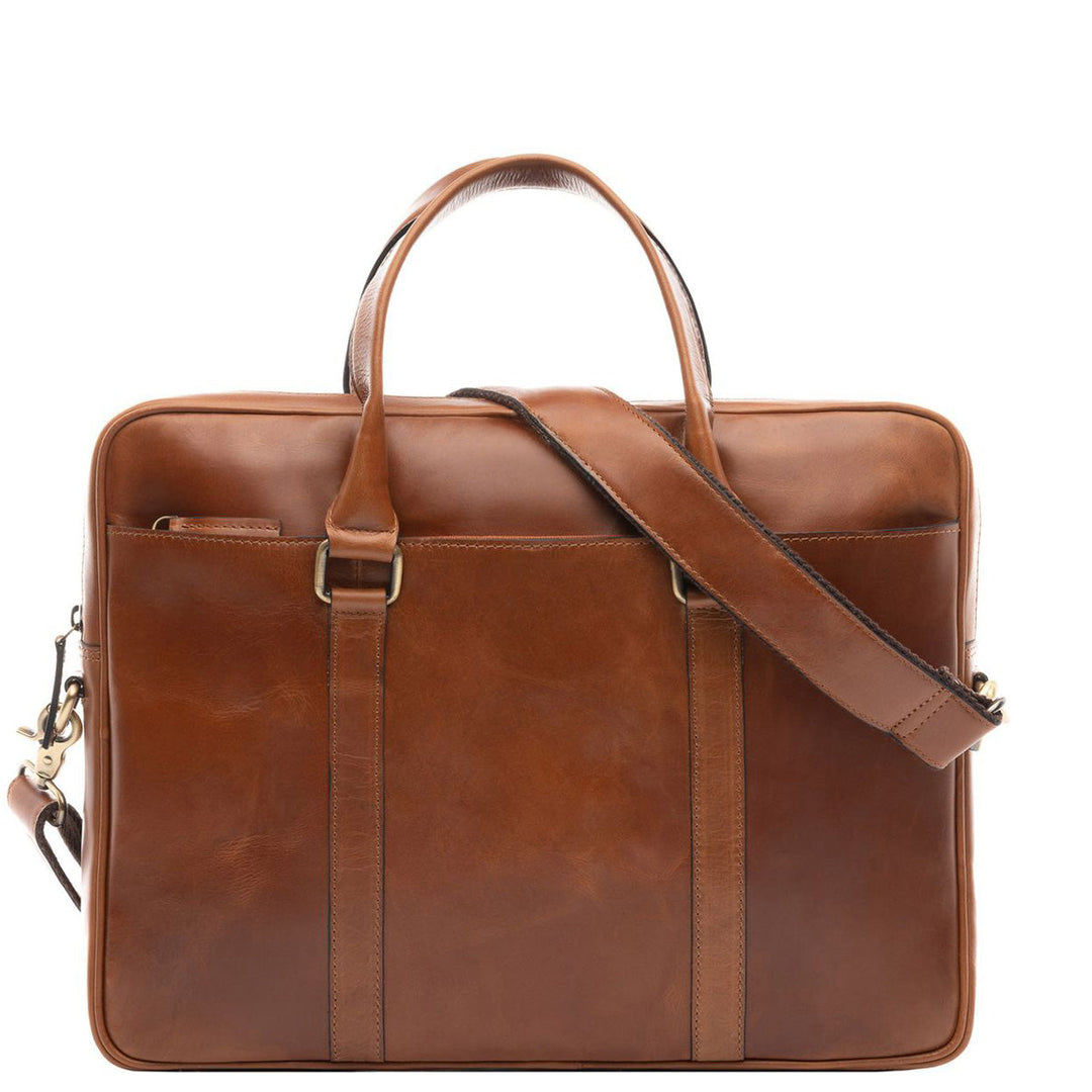 FERGÉ Laptop Bag PAUL 15" Slim Genuine Leather Briefcase