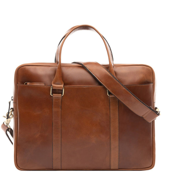 FERGÉ Laptop Bag PAUL 15" Slim Genuine Leather Briefcase