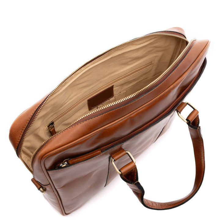 FERGÉ Laptop Bag PAUL 15" Slim Genuine Leather Briefcase