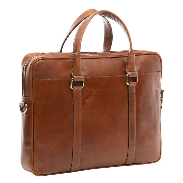 FERGÉ Laptop Bag PAUL 15" Slim Genuine Leather Briefcase