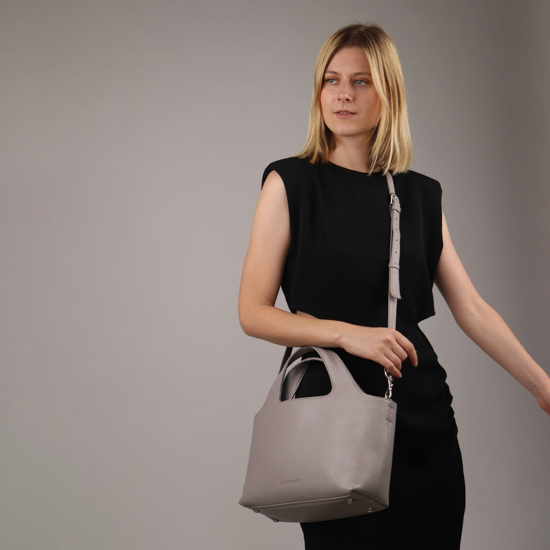 FEYNSINN Handbag Leather 5 Piece NEA Nappa Leather BERLIN Add On Black Grey Brown