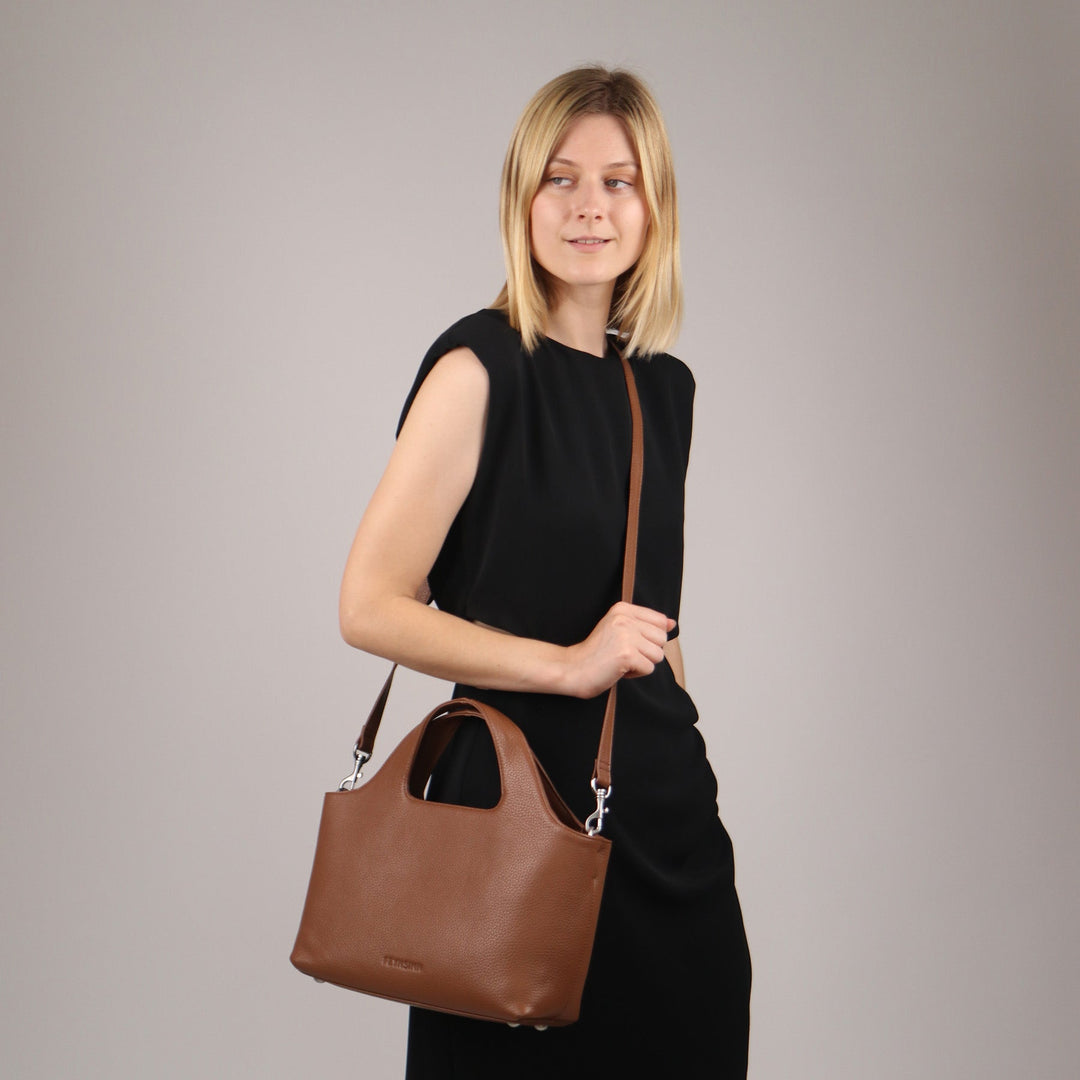 FEYNSINN Handbag Leather 5 Piece NEA Nappa Leather BERLIN Add On Black Grey Brown