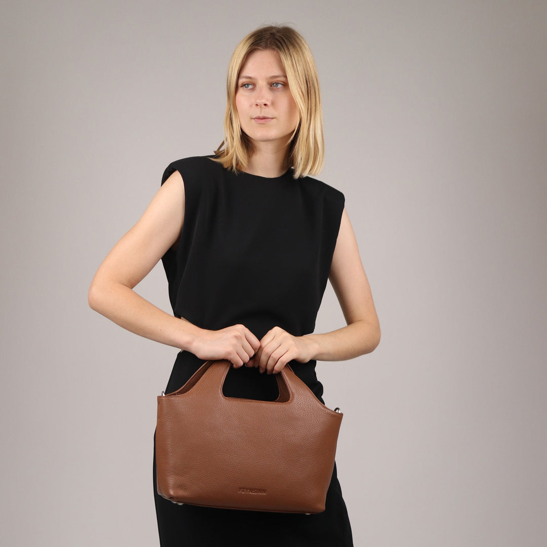 FEYNSINN Handbag Leather 5 Piece NEA Nappa Leather BERLIN Add On Black Grey Brown