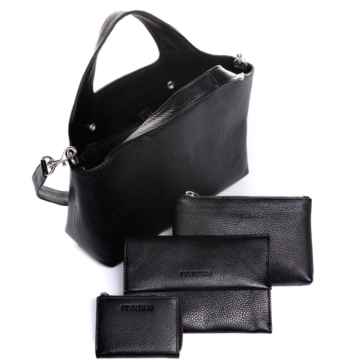 FEYNSINN Handbag Leather 5 Piece NEA Nappa Leather BERLIN Add On Black Grey Brown