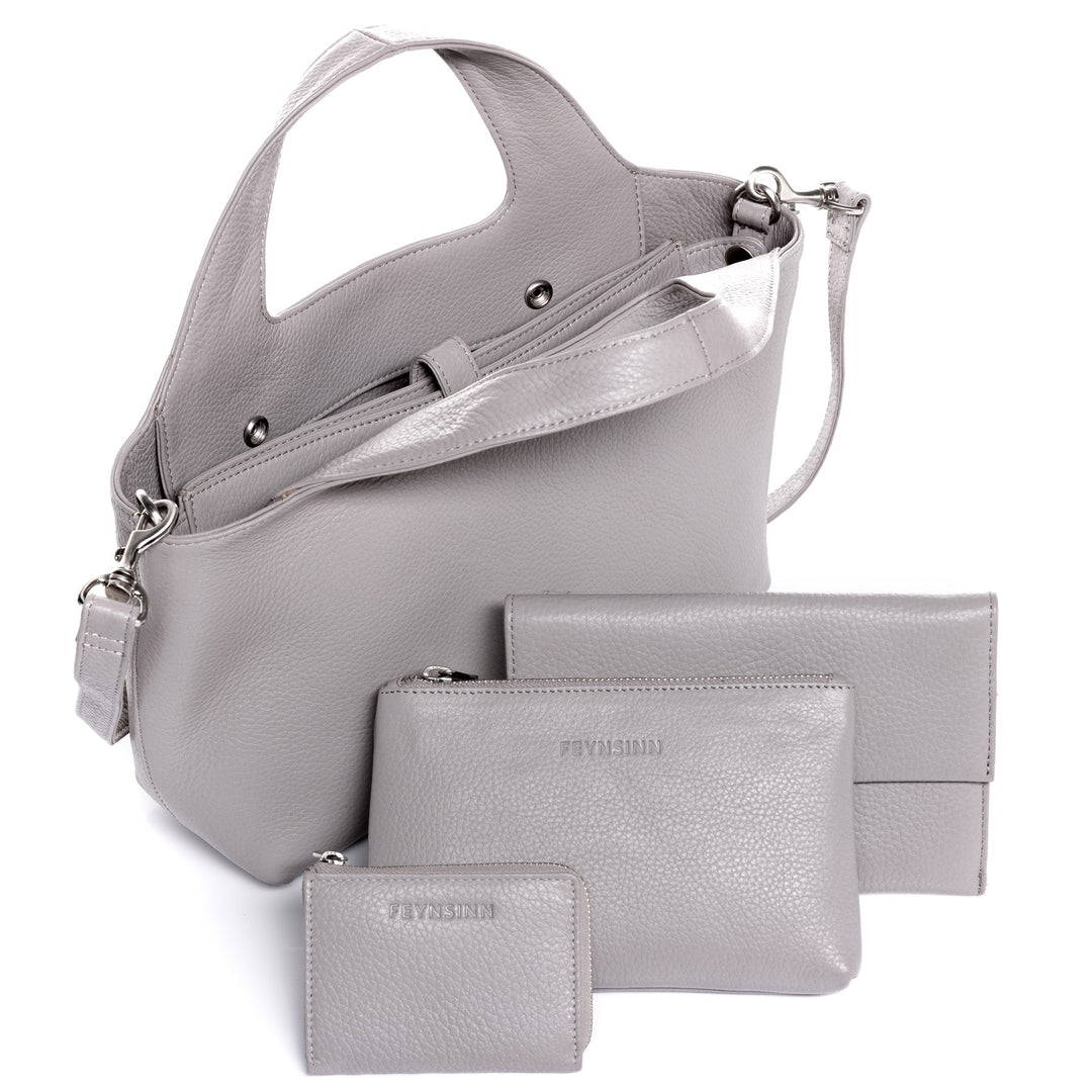 FEYNSINN Handbag Leather 5 Piece NEA Nappa Leather BERLIN Add On Black Grey Brown