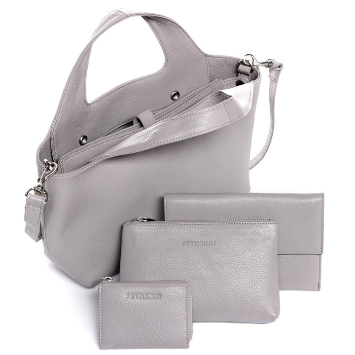 FEYNSINN Handbag Leather 5 Piece NEA Nappa Leather BERLIN Add On Black Grey Brown