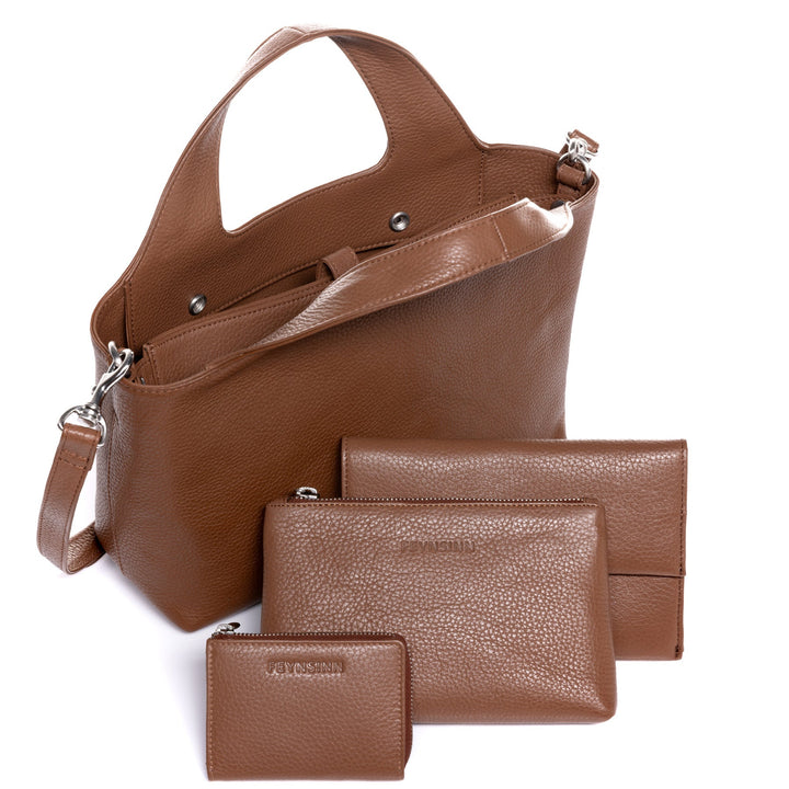 FEYNSINN Handbag Leather 5 Piece NEA Nappa Leather BERLIN Add On Black Grey Brown