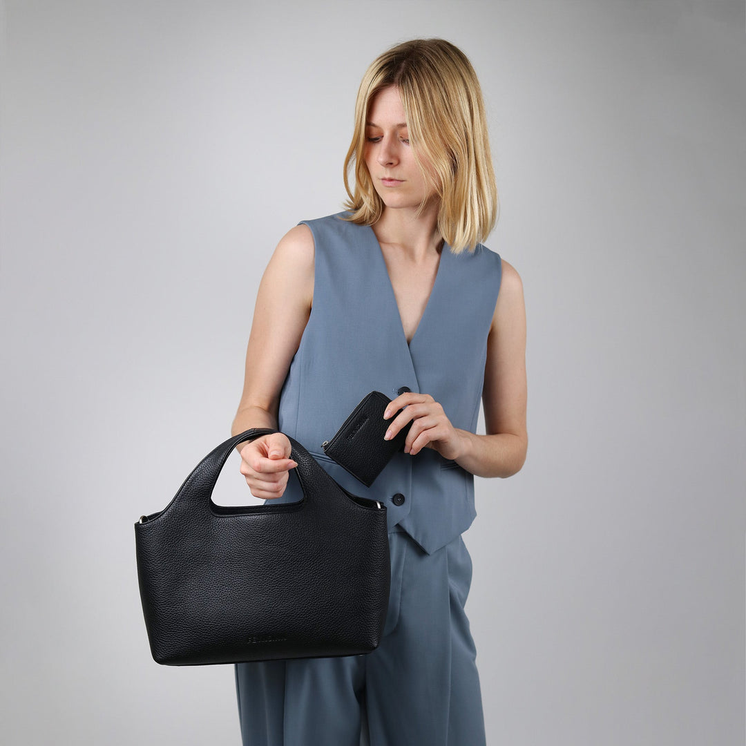 FEYNSINN Handbag Leather 5 Piece NEA Nappa Leather BERLIN Add On Black Grey Brown