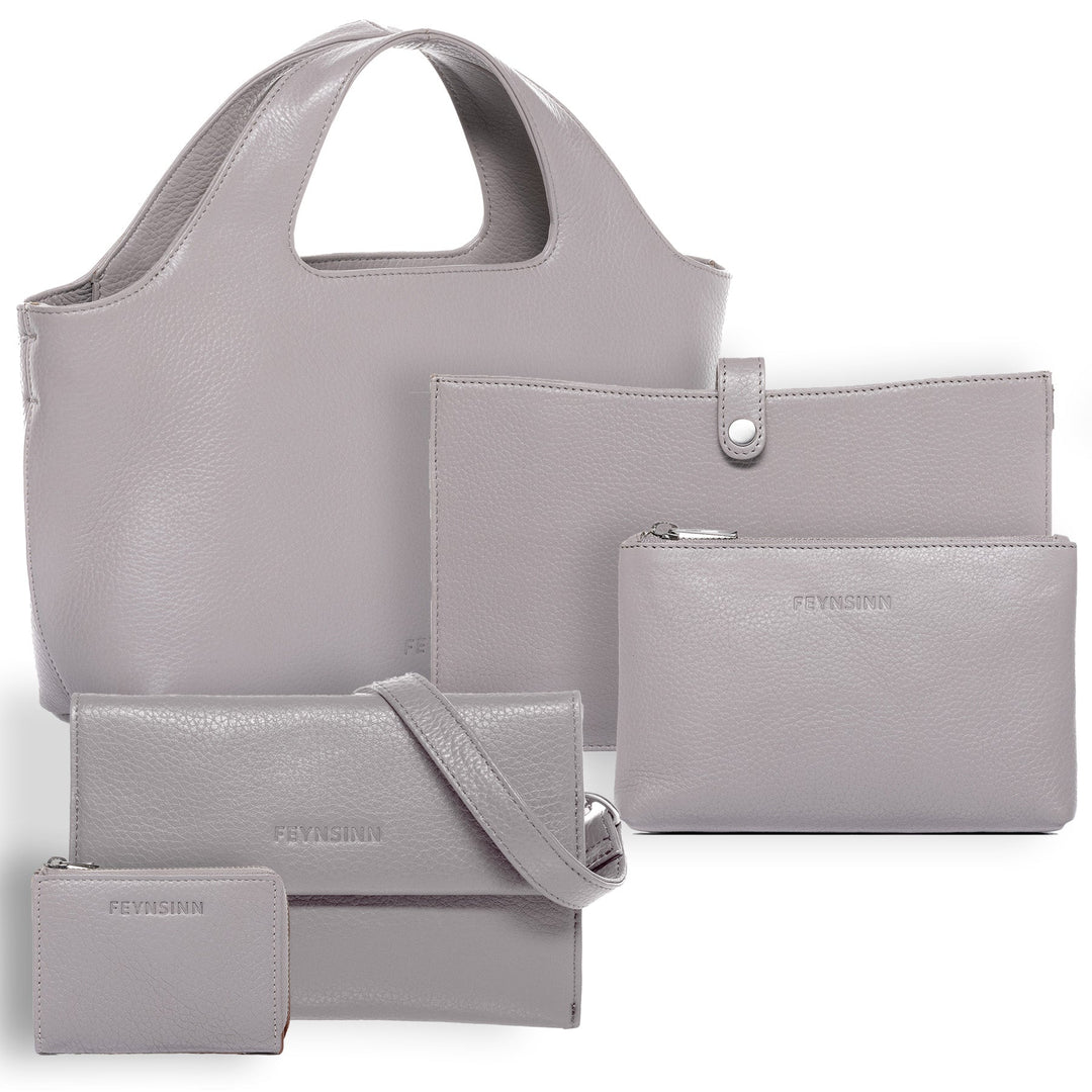 FEYNSINN Handbag Leather 5 Piece NEA Nappa Leather BERLIN Add On Black Grey Brown