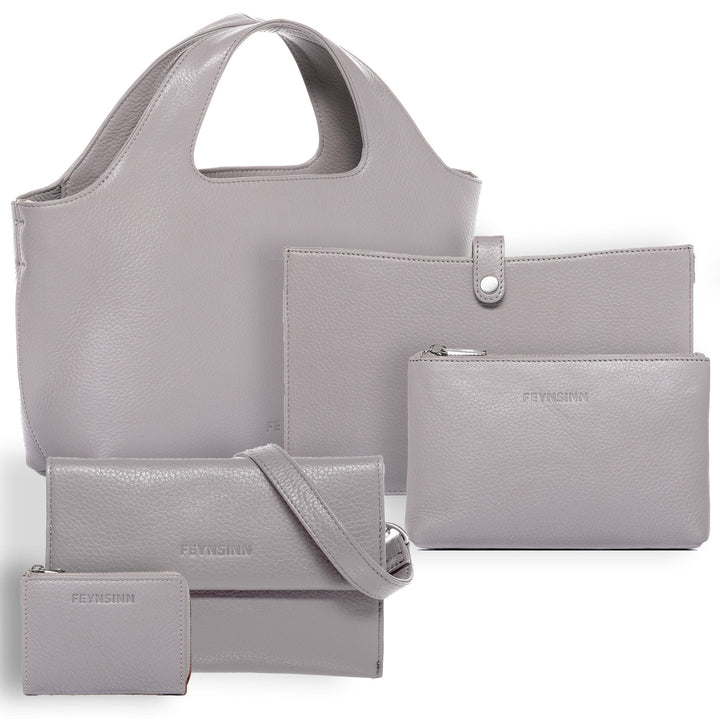 FEYNSINN Handbag Leather 5 Piece NEA Nappa Leather BERLIN Add On Black Grey Brown