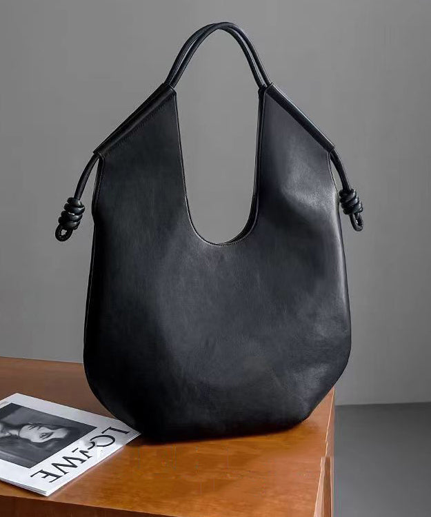 Black Large Faux Leather Satchel