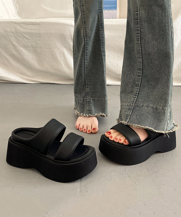 Silver Platform Peep Toe Slide Sandals