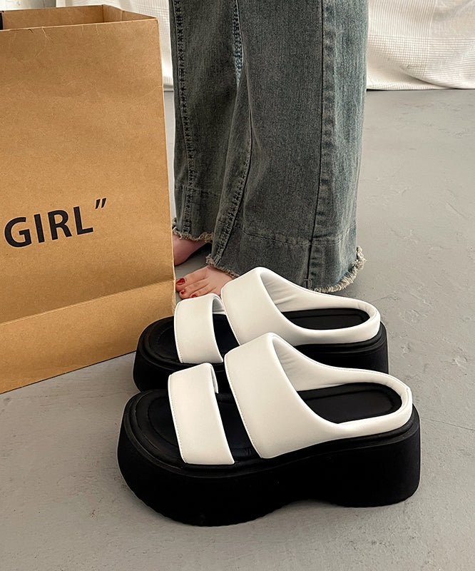 Silver Platform Peep Toe Slide Sandals