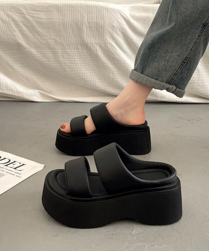 Silver Platform Peep Toe Slide Sandals