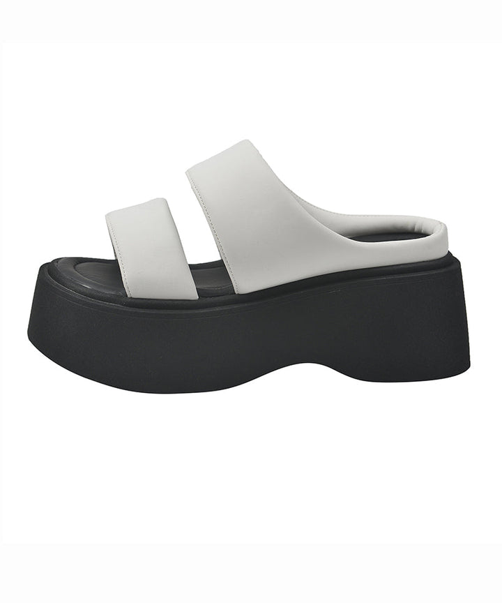 Silver Platform Peep Toe Slide Sandals
