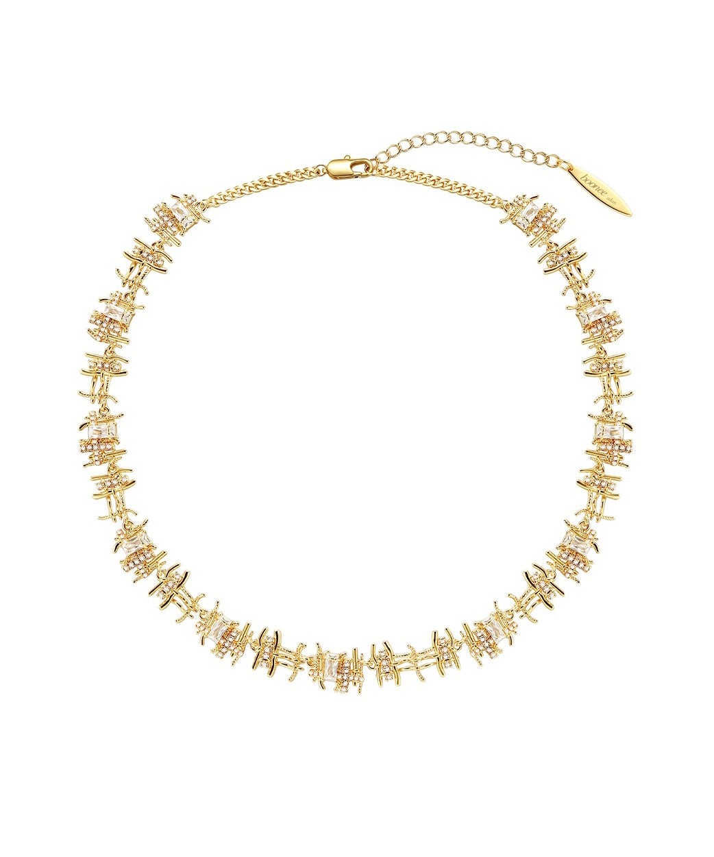 Fine Gold Metal Gem Stone Collar Necklace