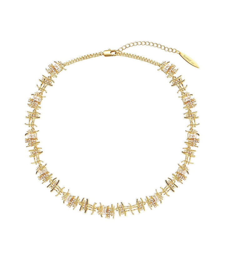 Fine Gold Metal Gem Stone Collar Necklace