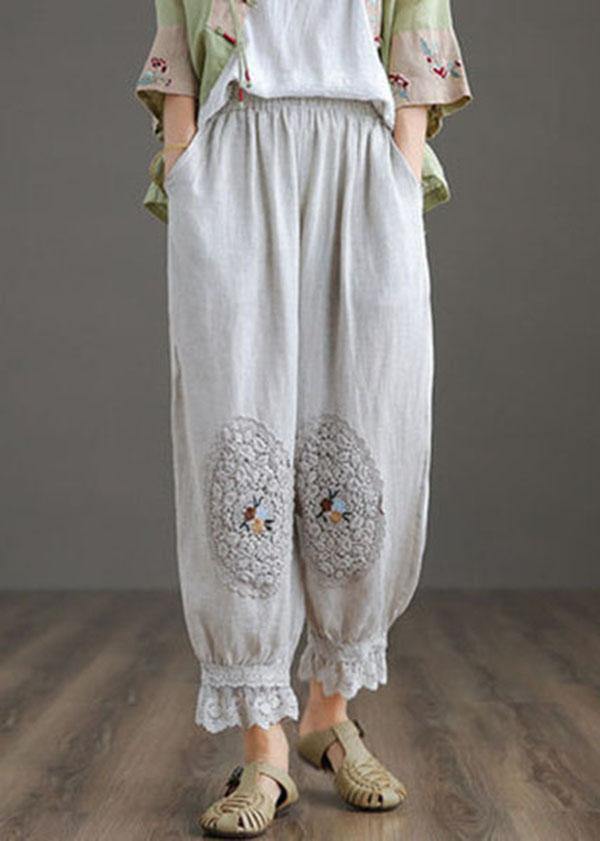 Feines Nude Patchwork aushöhlen Haremshose Hose Leinen