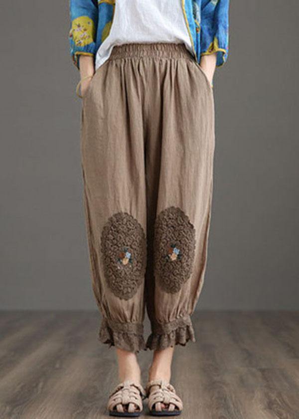 Feines Nude Patchwork aushöhlen Haremshose Hose Leinen