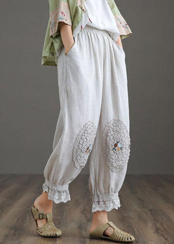 Feines Nude Patchwork aushöhlen Haremshose Hose Leinen