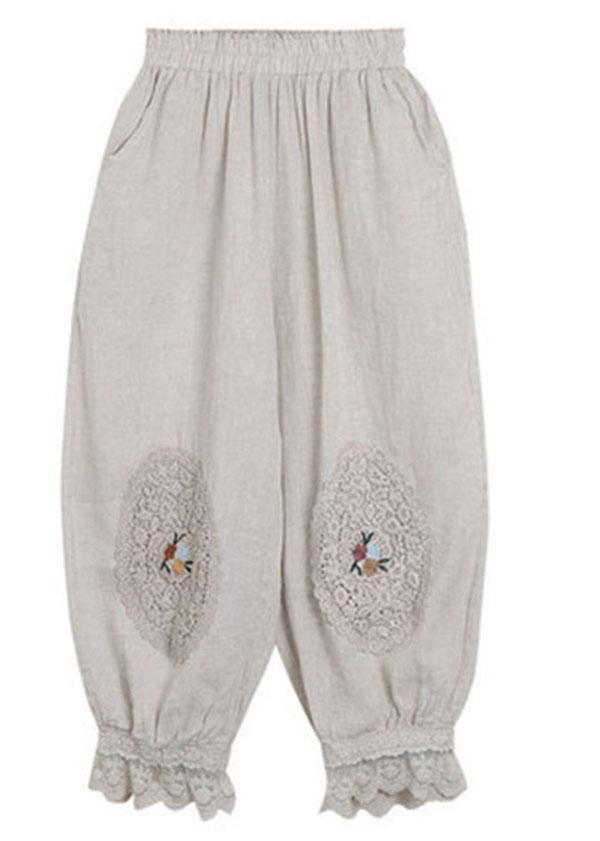 Feines Nude Patchwork aushöhlen Haremshose Hose Leinen
