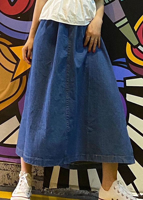 Blue High Waist Patchwork A-Line Skirt