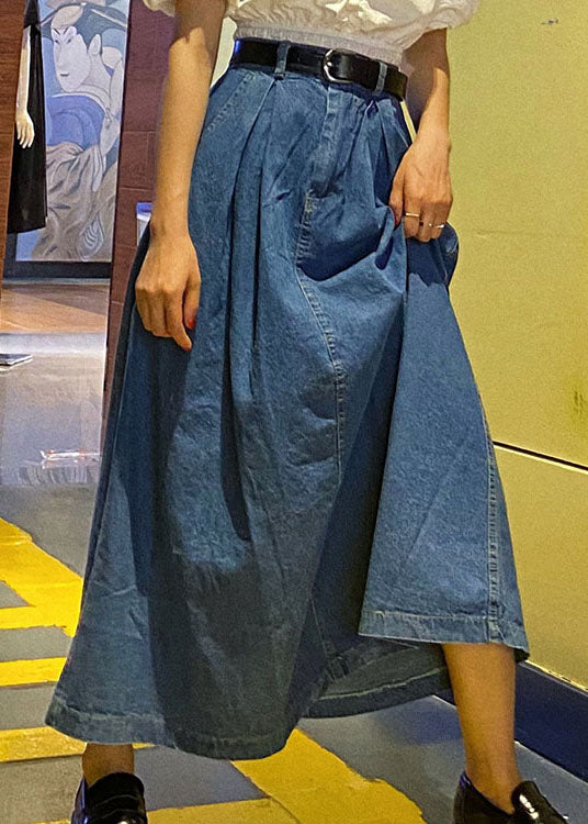 Blue High Waist Patchwork A-Line Skirt