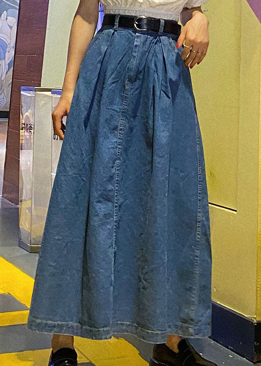 Blue High Waist Patchwork A-Line Skirt