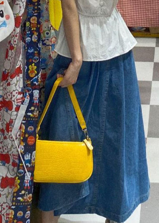 Blue High Waist Patchwork A-Line Skirt