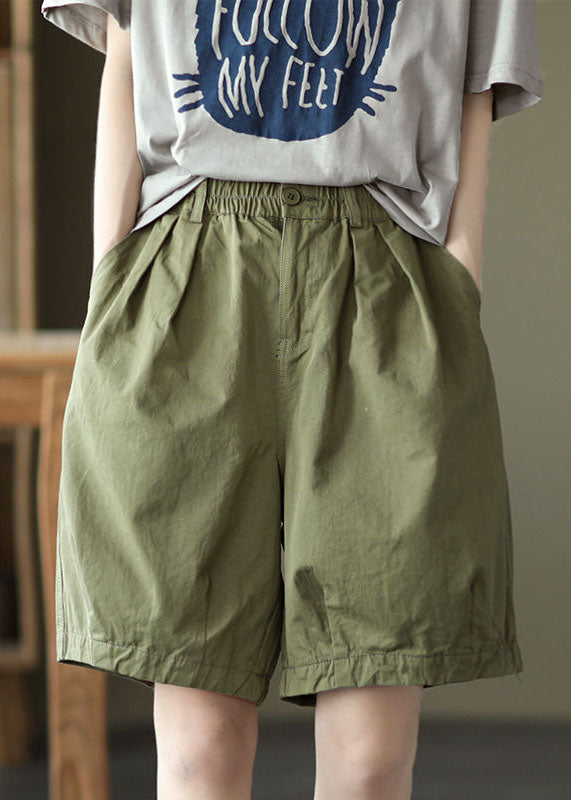 Army Green Pocket Cotton Overall Shorts