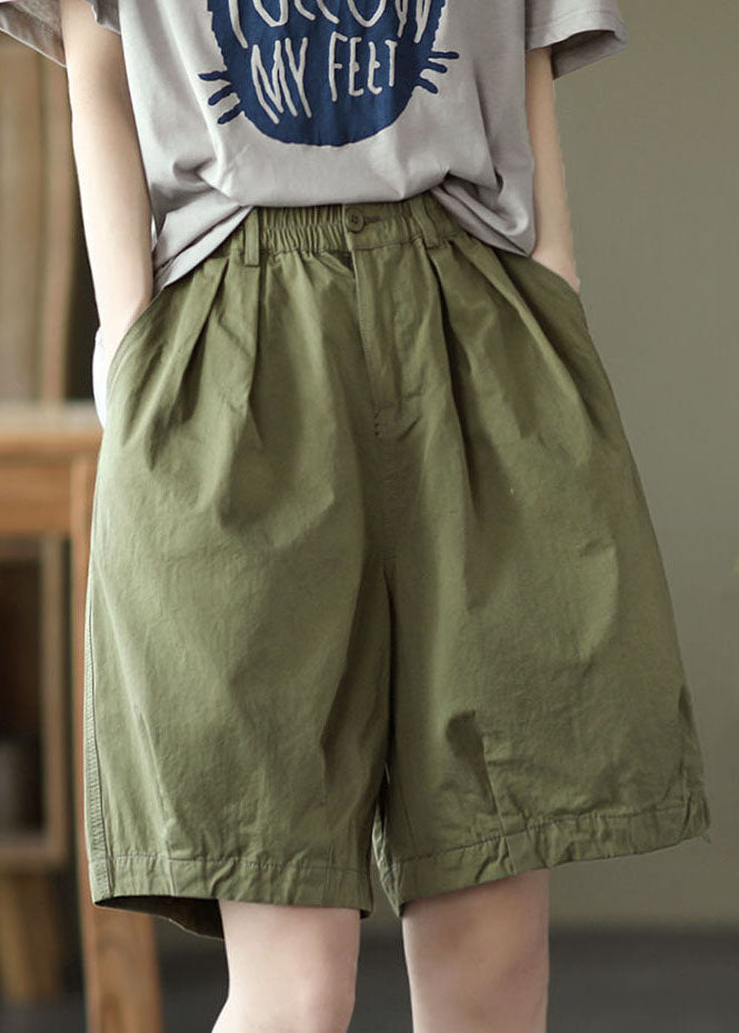 Army Green Pocket Cotton Overall Shorts