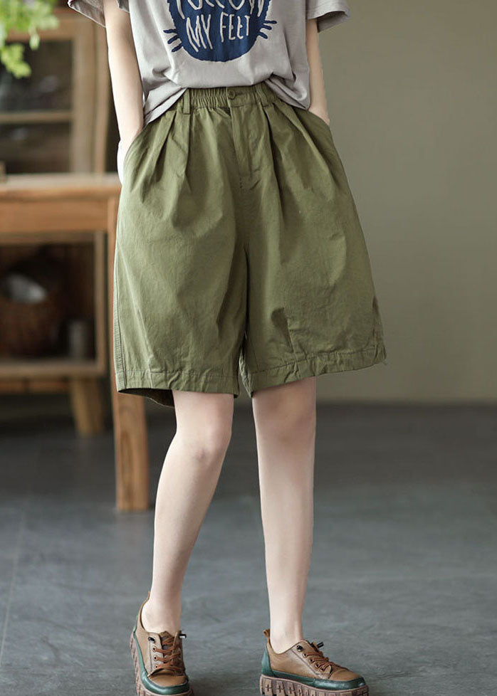 Army Green Pocket Cotton Overall Shorts