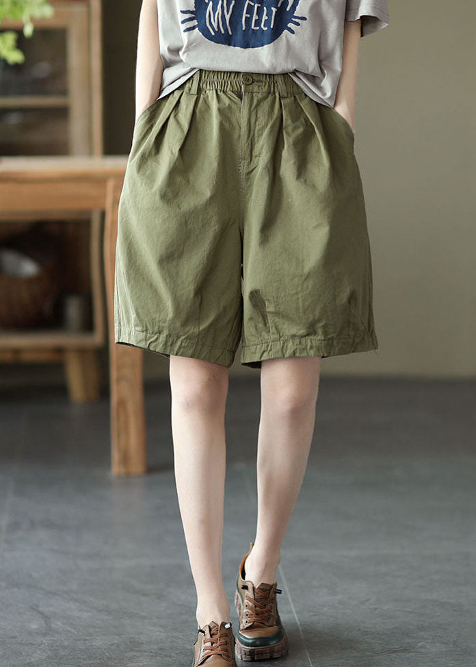Army Green Pocket Cotton Overall Shorts