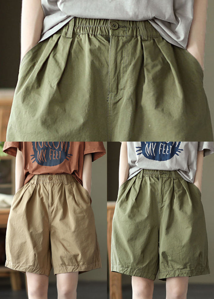 Army Green Pocket Cotton Overall Shorts