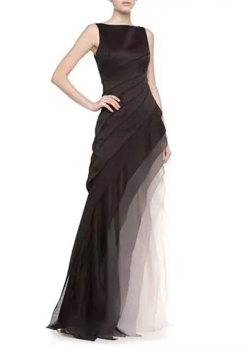 Black High Waist Tulle Patchwork Dress
