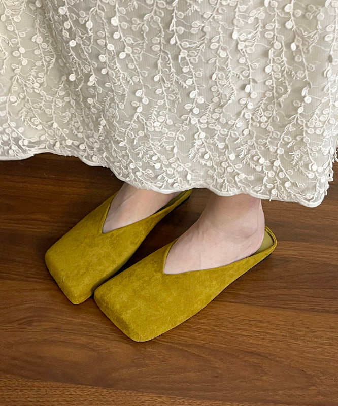 Black Square Toe Suede Slide Sandals