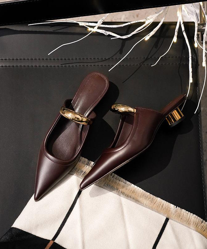 Chocolate Faux Leather Slide Sandals