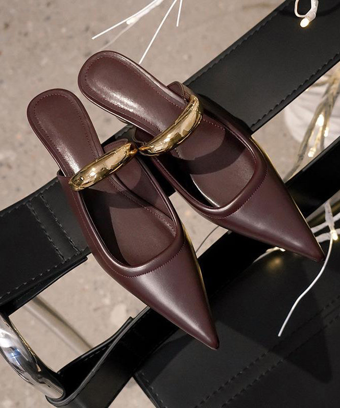 Chocolate Faux Leather Slide Sandals