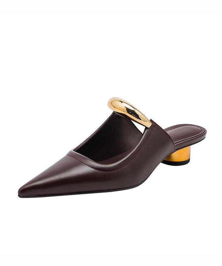 Chocolate Faux Leather Slide Sandals
