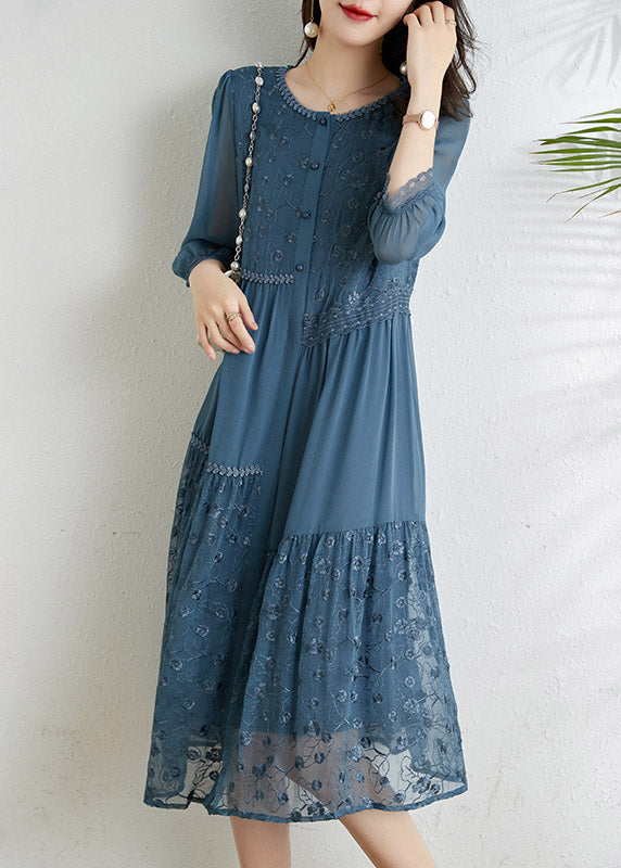 Light Blue Tulle Patchwork Chiffon Dress