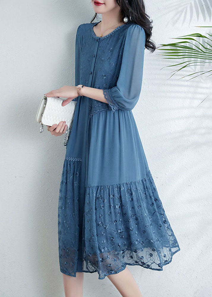 Light Blue Tulle Patchwork Chiffon Dress