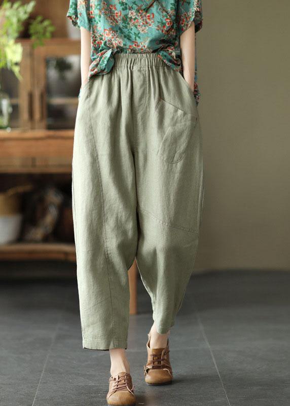 Französische rosa lässige lose Patchwork-Sommer-Leinenhose