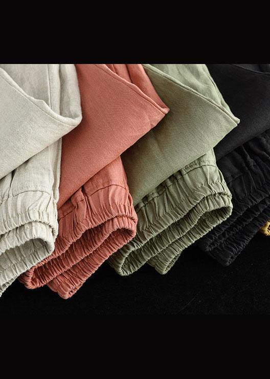 Französische rosa lässige lose Patchwork-Sommer-Leinenhose