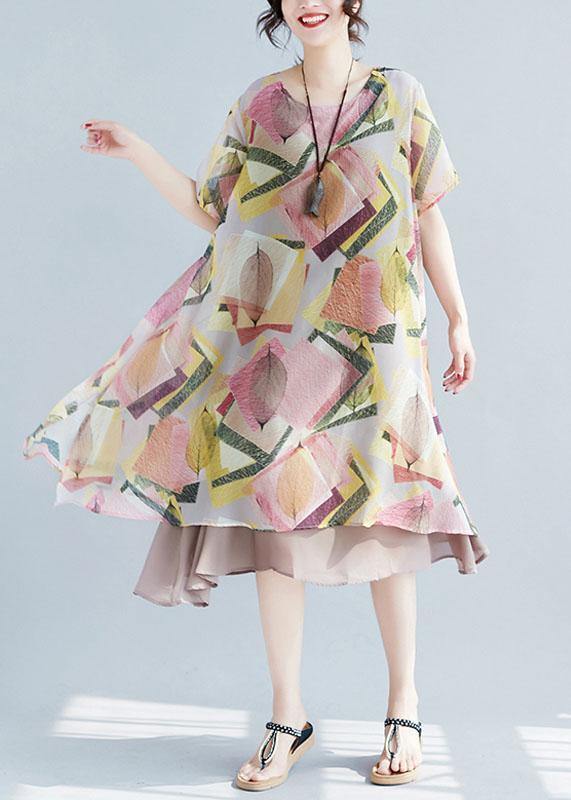 Dresses with French O-neck and large hem. Floral dresses with neckline