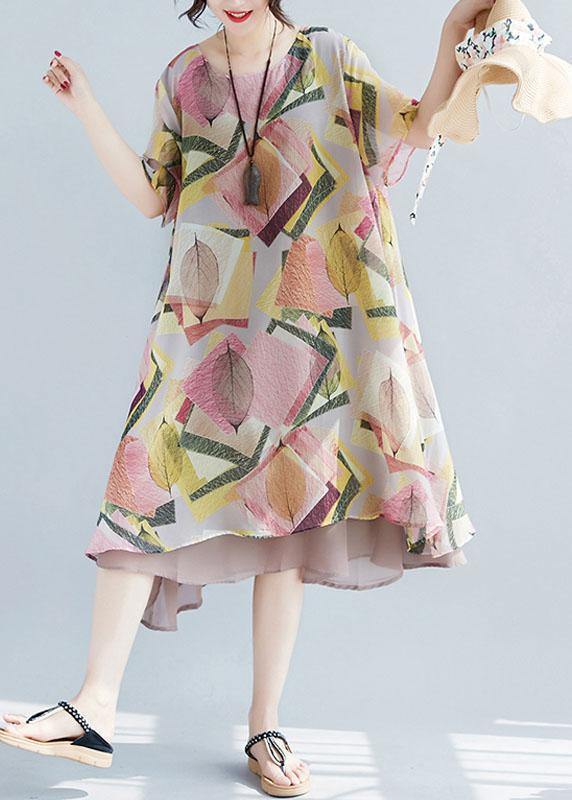 Dresses with French O-neck and large hem. Floral dresses with neckline