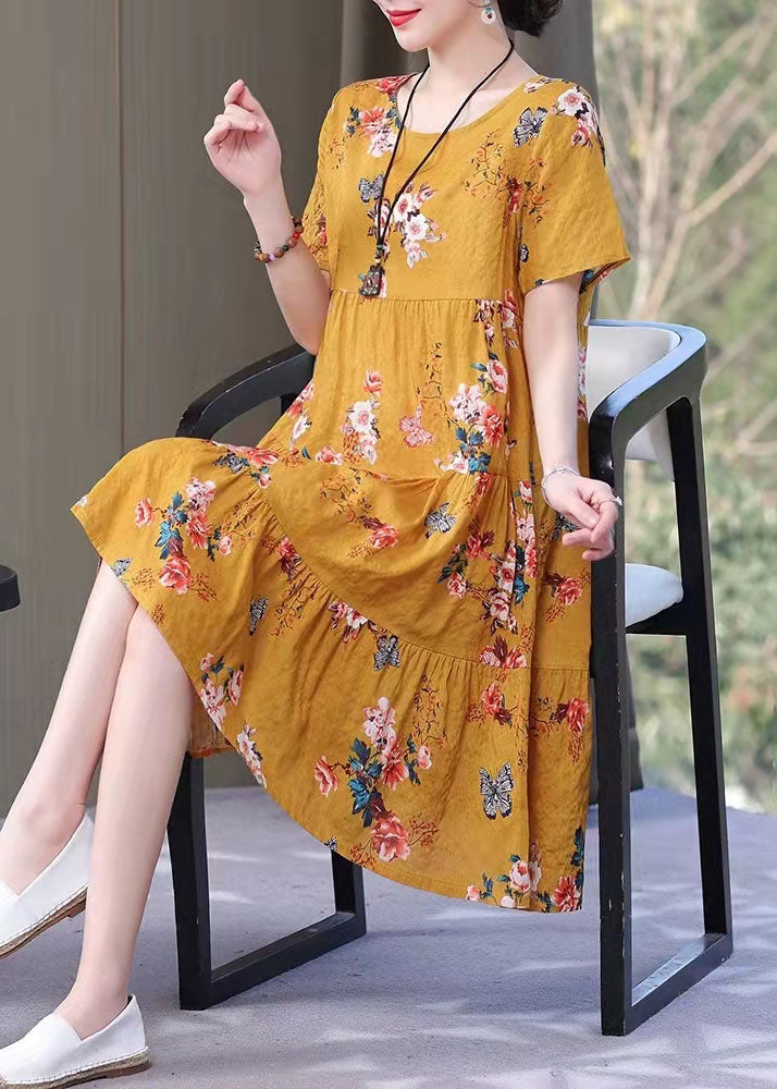Red Print Cotton Halter Neck Dress