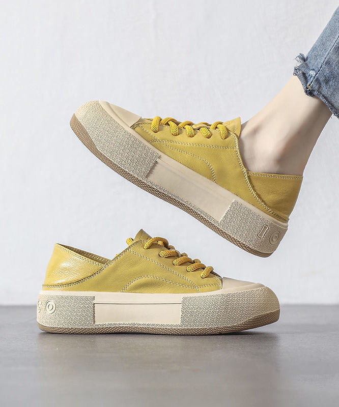 Green Cross Strap Platform Flat Shoes