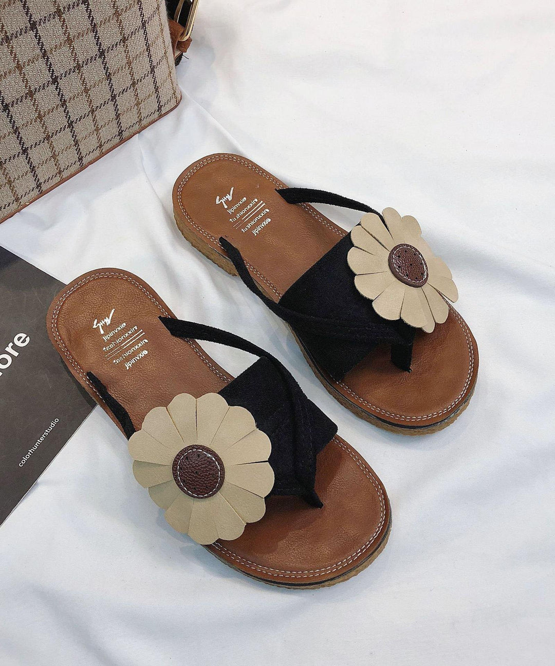 Green Floral Flip-Flops