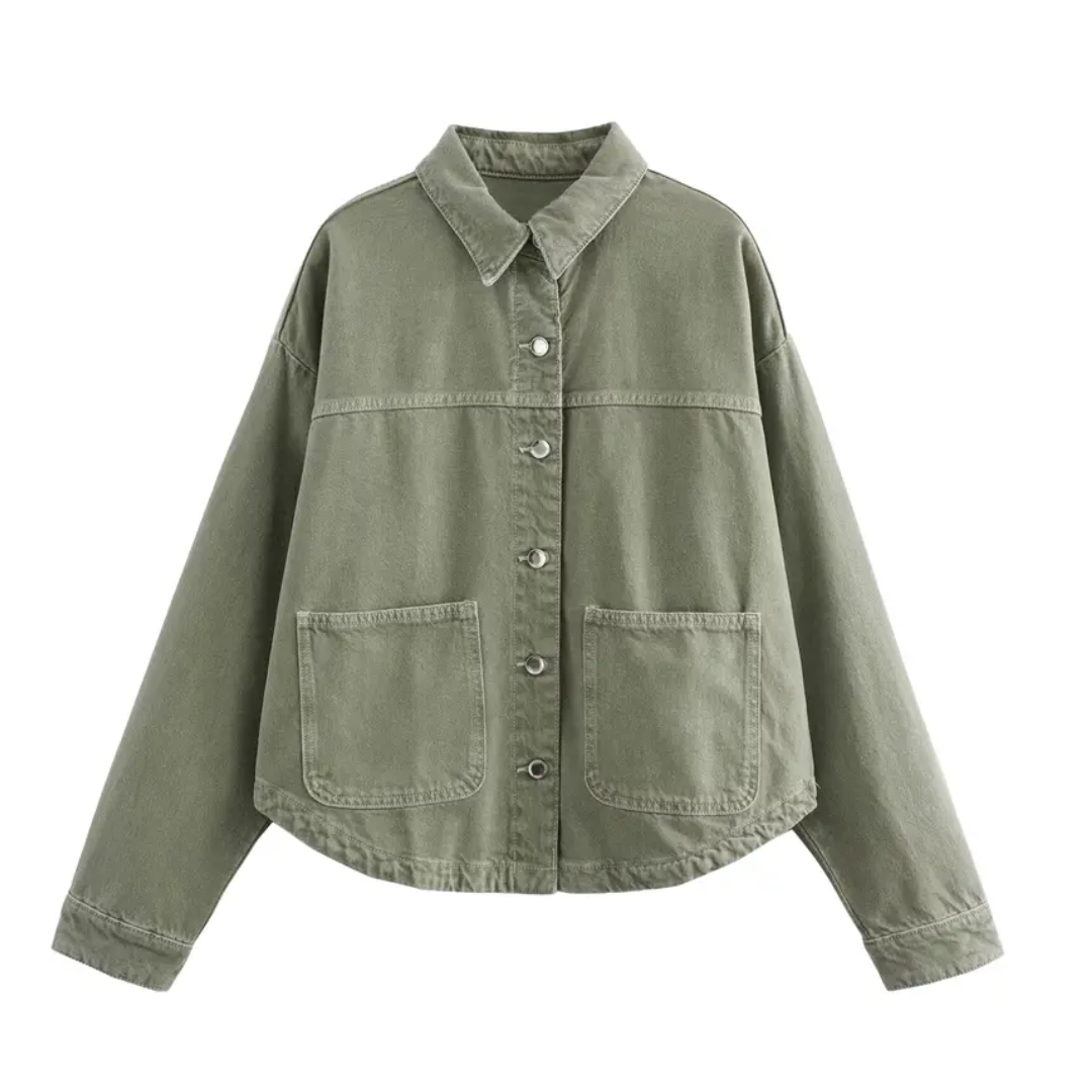 Rebeca Classic Button-Up Denim Shirt Jacket