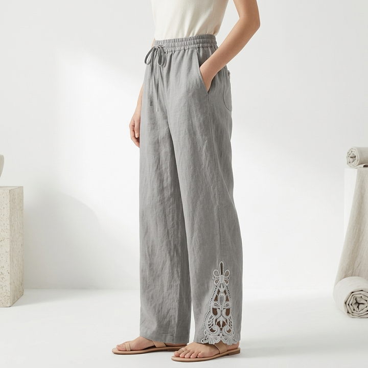 Perrine | Wide Cropped Lace Hem Pants